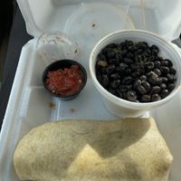 tuscan chicken wrap, sub tofu, no parm or pesto or provolone. with a side of beans and rice  at Blue Sky Cafe in Fletcher