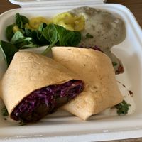 “Beef” burrito 🌯. Honestly, not impressed. It was very oily and salty   at Green Vegetarian Cuisine at Alon in San Antonio