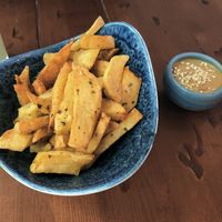 Fries at Egeo Suvlakeria Griega - Lavapiés in Madrid