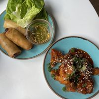 Veggie crispy rolls and crispy cauliflower   at The Mekong Cat in Stockport