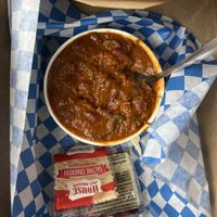 Vegan chili with pulled oats  at Munchen Haus in Leavenworth