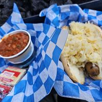Vegan Chilli and Veggie Dog made vegan w/ sourkraut at Munchen Haus in Leavenworth