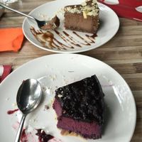 desserts... raw chocolate cake (the back one) is the best! at Cafe SOK in Moscow