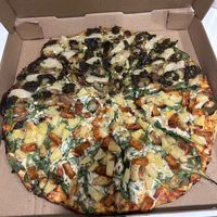 Pesto, pear, potato and half spicy tofu  at Willamette Artisan Pizza in Eugene