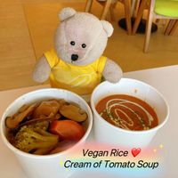 Vegan rice and Cream of tomato soup   at Zen Cafe 禅悦屋 in Central Singapore