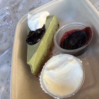 Matcha cheesecake to go. Had to get a bite before we left.   at Planta Queen - Fort Lauderdale in Fort Lauderdale