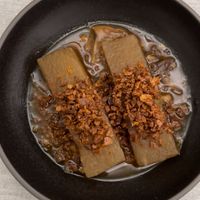 Braised radish with TVP(textured vegan protein) as topping  at JumJumJumJumJumJum - 점점점점점점 in Seoul