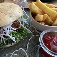 The Vegan Baby - Beyond burger on a focaccia bun   at Cafe Mauritz in Middelfart