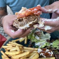 Messy burger  at Blauer Fuchs in Freiburg