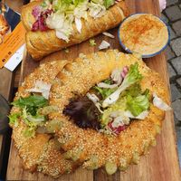 Vegan sausage rolls and potato filled pastry at The Pie Project in Odense