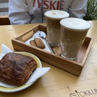 coffee latte & chocolate croissant 🥐   at LUDO in Ghent