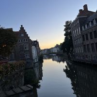 canal right next to the café   at LUDO in Ghent