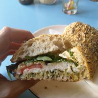 vegan mozzarella sandwich at LUDO in Ghent