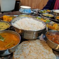 Coconut milk bread/pancake with the Thali was lovely at Malayalam in Eastbourne