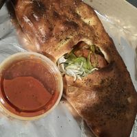 “Skinny V” vegan calzone (carry out )  at Sauce on the Side - N 8th St in St Louis