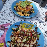 Top one is humus, the other is the jackfruit one at Pancake in the Park in Utrecht