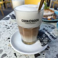 Latte with oatmilk at Pancake in the Park in Utrecht