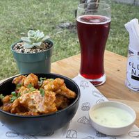 Cauliflower BBQ wingz and vegan tartar sauce  at La Luna Vegetariana in Guatemala City
