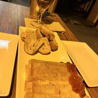 Masa filo rellena de queso   at Veggira in Bilbao