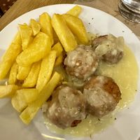 Meatballs with salsa rubia  at Veggira in Bilbao