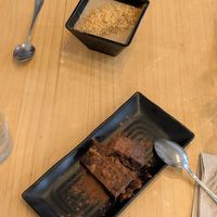 Natillas y brownie at Veggira in Bilbao