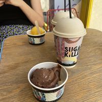 milk chocolate and mango icecream and freddos  at Sugar Killer in Athens