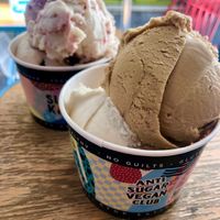 Cheesecake & Stracciatella, and Salted Caramel & Stracciatella - yum!  at Sugar Killer in Athens