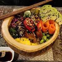 Hawi poke bowl (red rice, tofu, mushroom, avo, mango...,) at Poke Bowl in Koh Chang