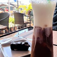 Almond ice latte a d vegan snickers  at Poke Bowl in Koh Chang