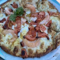 Shrimp scampi pizza   at Garden Patch by the Sea in Quincy