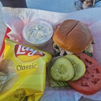 Vegan lobster roll at Garden Patch by the Sea in Quincy