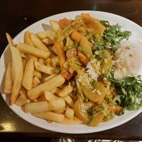 Curry, rice and chips at The Kings Arms in Newent