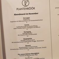 November dinner menu at Plantenköök in Bremen