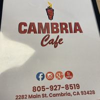 Menu   at Cambria Cafe in Cambria