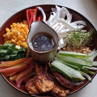 Tempeh bowl... dressing was too oily but otherwise nice at SHAKA - Burgos Circle in Taguig