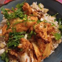 Dish of the day: rice with lentils and roasted cauliflower at Karoot in Ghent