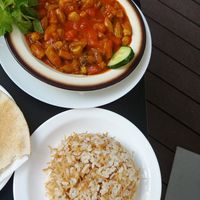 Okra with rice at El Libanes in Tenerife