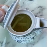 Fresh lemongrass tea, 99 baht (plus 7% sales tax)  at May Veggie Home in Bangkok