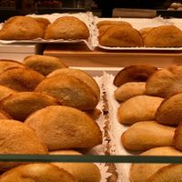 Empanadas, some vegan  at Mercado de La Boqueria in Barcelona