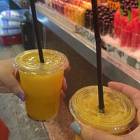 Mango and passion fruit juice  at Mercado de La Boqueria in Barcelona