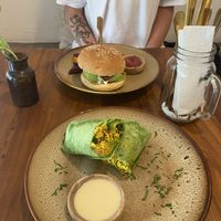 Burger and tofu scrambled wrap   at Chickpea Bali  in Ungasan