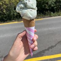 Vegan mint choc chip ice cream   at Flissys Coffee Shop in Thurstaston
