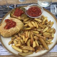 Chou farci and French fries  at L'Oustaou in Besse-et-saint-anastaise
