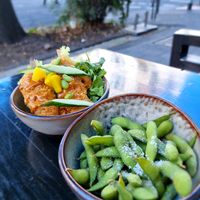 Edamame and tofu sticks at To80 vegan in Cologne