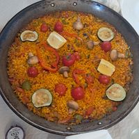 Paella vegetariana (es vegana en realidad) at La Cabaña del Canario in Torrox