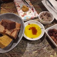 Starter : different types of bread and mushroom spread - fantastic! at Jardineiro - Vegan Kitchen in Porto