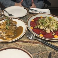 Beer carpaccio and mushroom appetizers   at Jardineiro - Vegan Kitchen in Porto