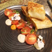 Spicy meat tortilla starter at Jardineiro - Vegan Kitchen in Porto