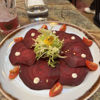 Carpaccio & Raspberry Capri  at Jardineiro - Vegan Kitchen in Porto