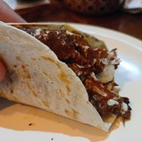 Cheese crust suaderp taco at Vegangos in Mexico City